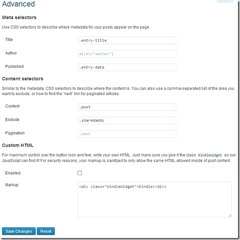 Send To Kindle - plugin setup - advanced