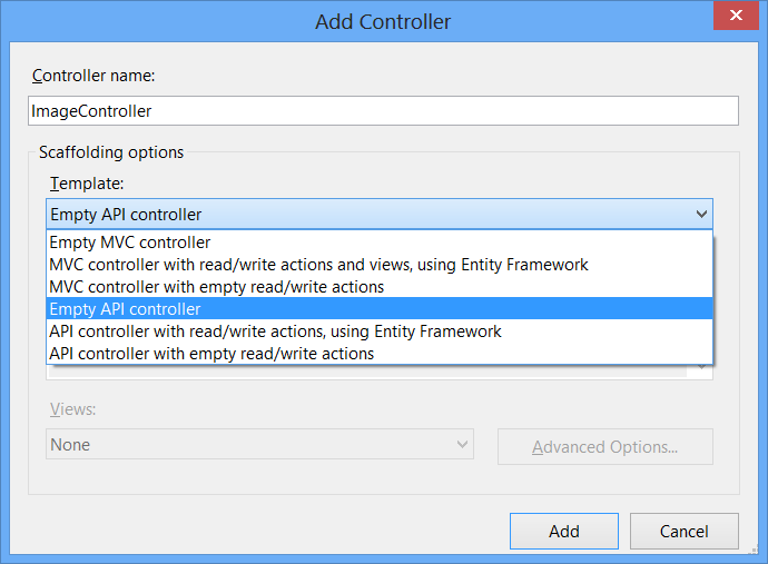 Empty API controller template