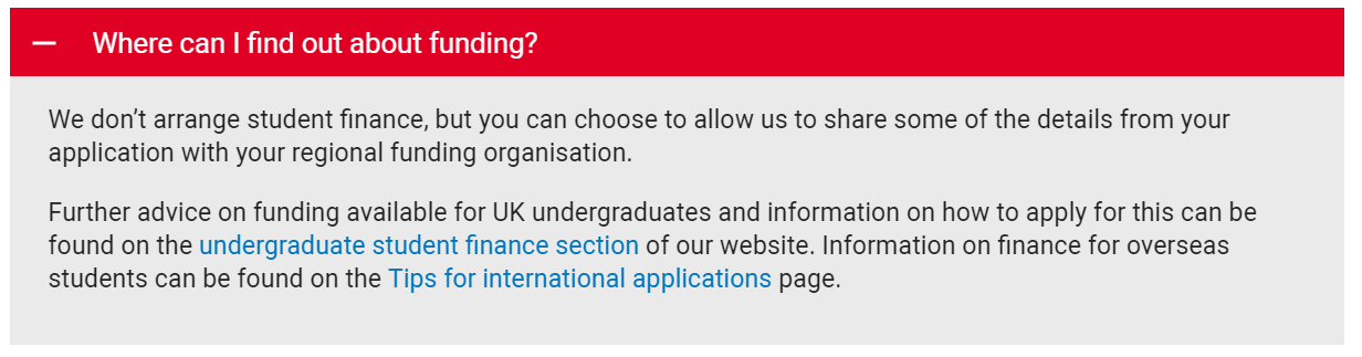 UCAS FAQ example answer